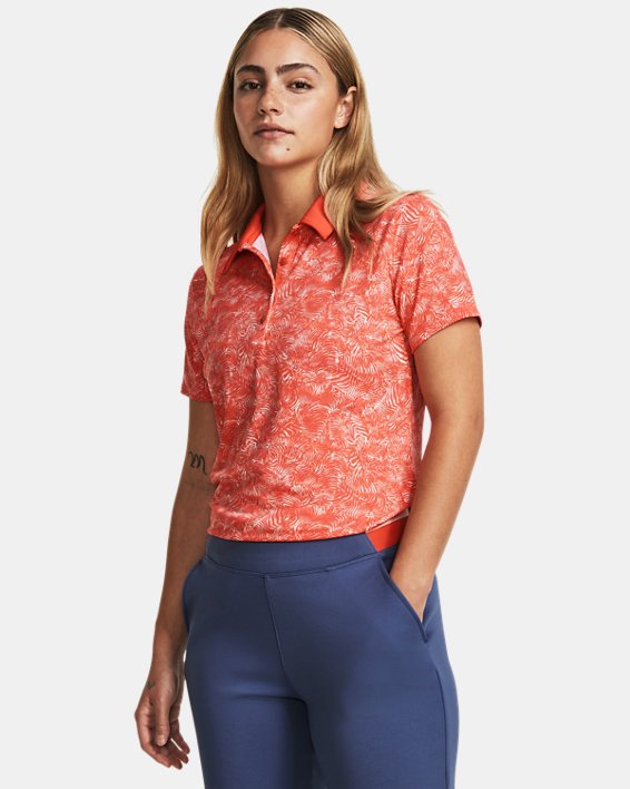 Women's UA Playoff Printed Polo, Red, pdpMainDesktop image number 0
